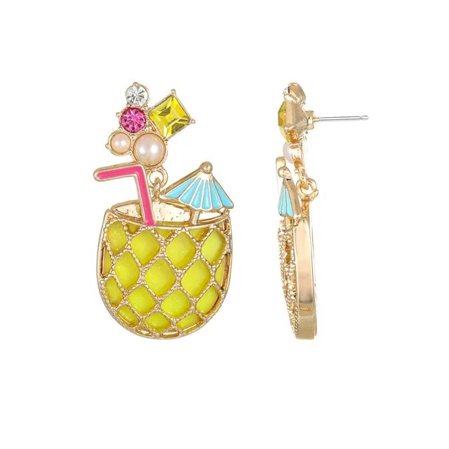 Packed Party Women's Goldtone Pineapple Drink Earrings | Walmart (US)