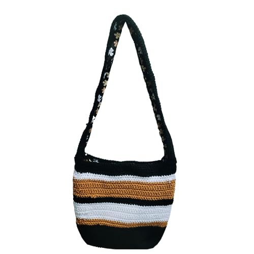 Crossbody Crochet Bag Purse, large crossbody crochet bag with metal snaps, crochet summer bag (Ne... | Amazon (US)