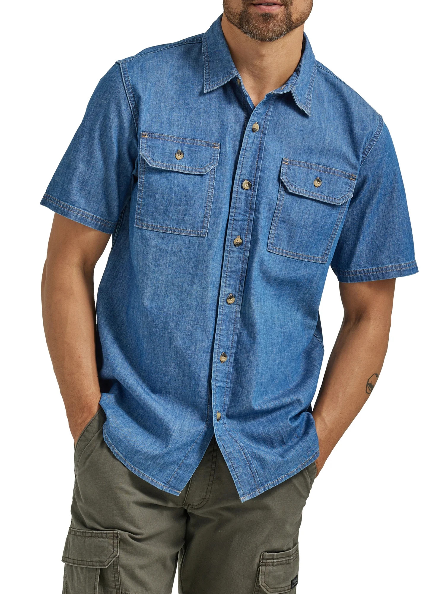 Wrangler Men's Short Sleeve Woven Shirt, Sizes S-5XL | Walmart (US)