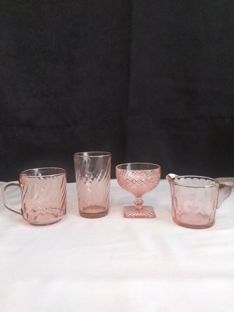 Mismatch Pink Depression Glass Replacements/Shabby Pink Glassware/New Listing/Pink Creamer Cup/Pi... | Etsy (US)