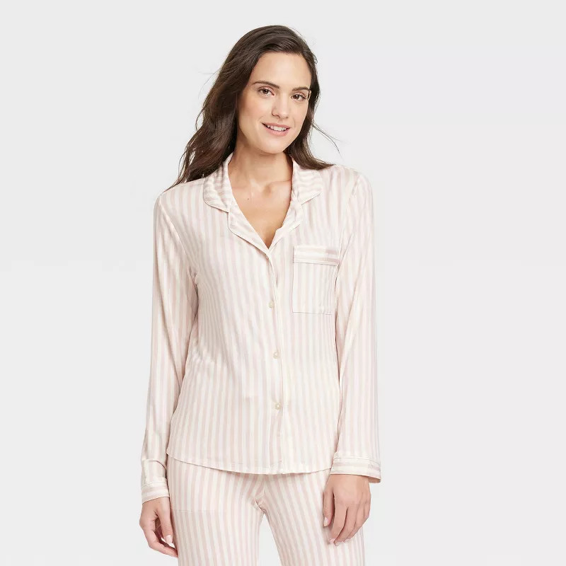 Women's Beautifully Soft Long Sleeve Notch Collar Top and Pants Pajama Set - Stars Above™ | Target