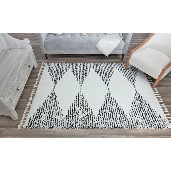 Mason Shag Tribal Heath White Area Rug | Wayfair North America