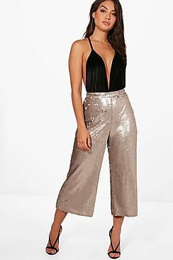 All Over Sequin Wide Leg Culottes | Boohoo.com (US & CA)