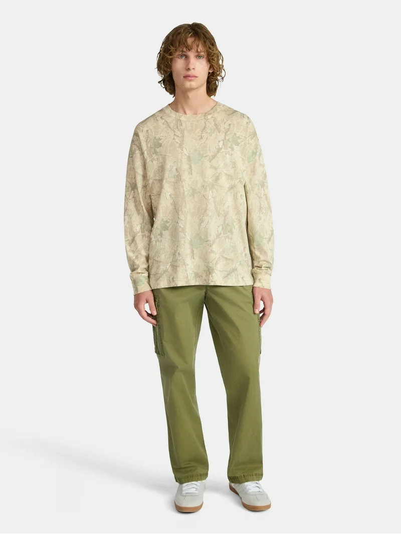 No Boundaries Cotton Oversized Tee with Long Sleeves, Men's & Big Men's | Walmart (US)