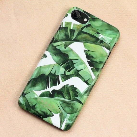 Amazon Green tropical phone case paradise banana leaves iPhone X 6 7 8 Plus plant print green Sam... | Etsy (US)