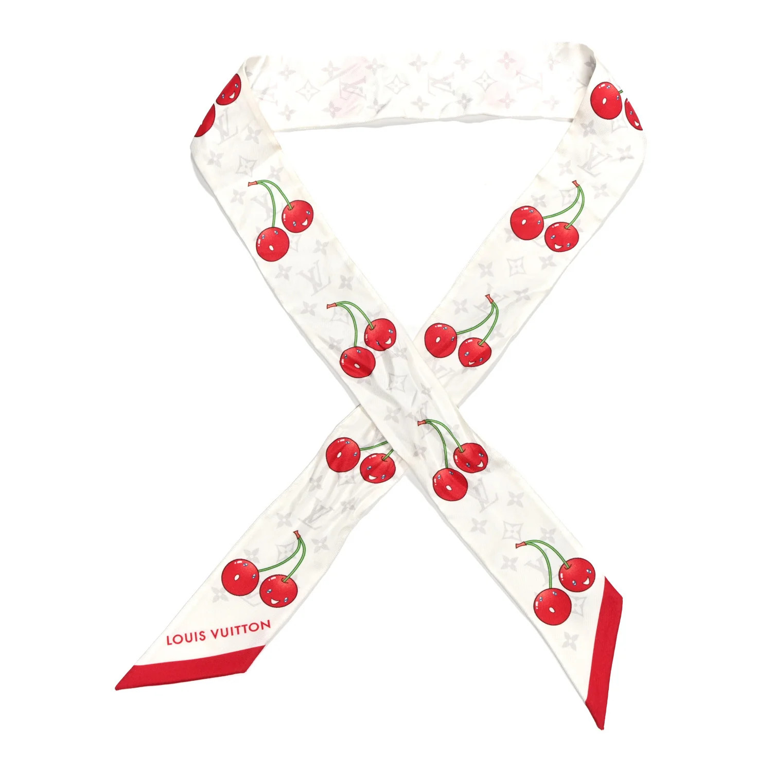 Louis Vuitton LV X TM Silk Monogram Cerises Bandeau White 1909272 | FASHIONPHILE (US)