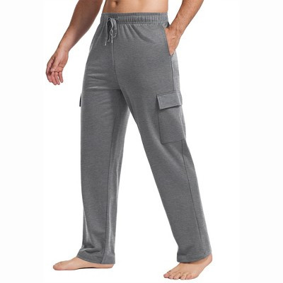 Pinspark Men's Cargo Sweatpants with Pockets Open Bottom Baggy Cotton Jogger Sweatpants Uncuffed Lounge Pants Straight Leg Heather Grey 3XL | Target