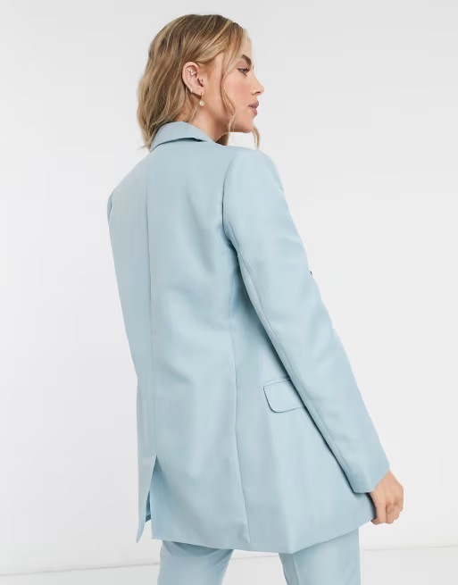 ASOS DESIGN double breasted slim dad 3 piece suit blazer in chalky blue | ASOS (Global)