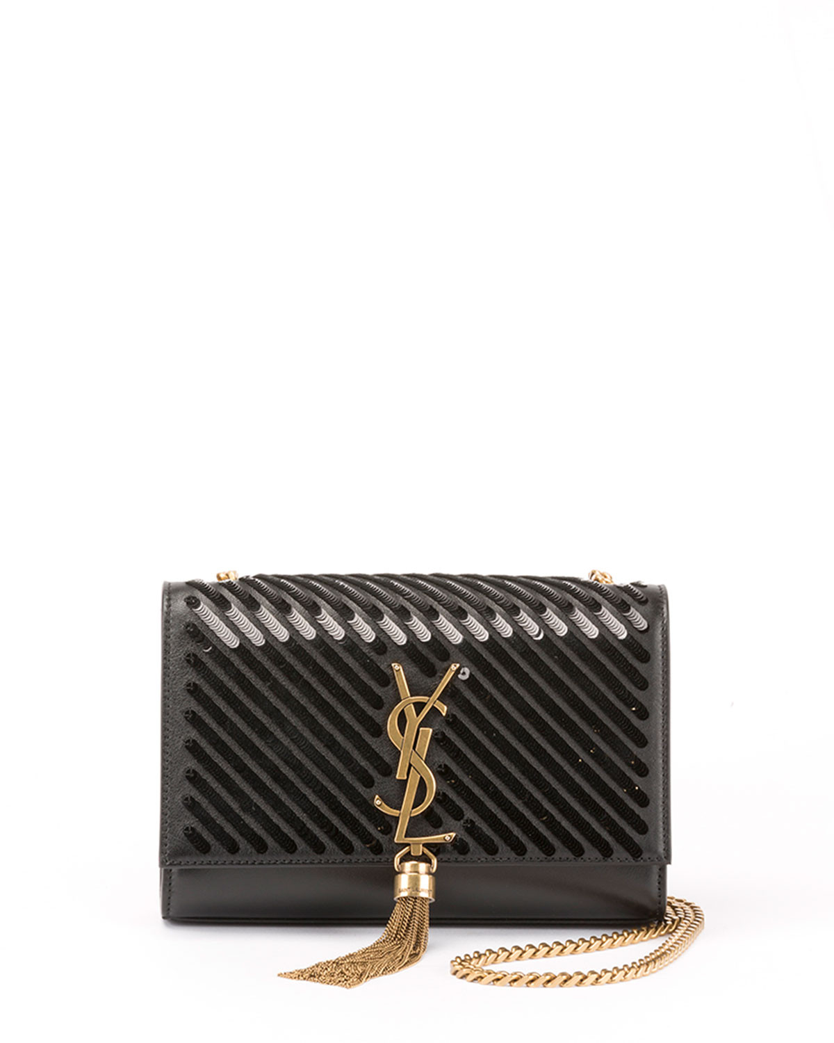 Kate Small Tassel Crossbody Bag with Diagonal Sequins | Neiman Marcus