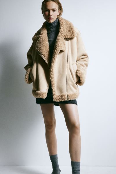 Oversized teddy-lined jacket | H&M (UK, MY, IN, SG, PH, TW, HK)