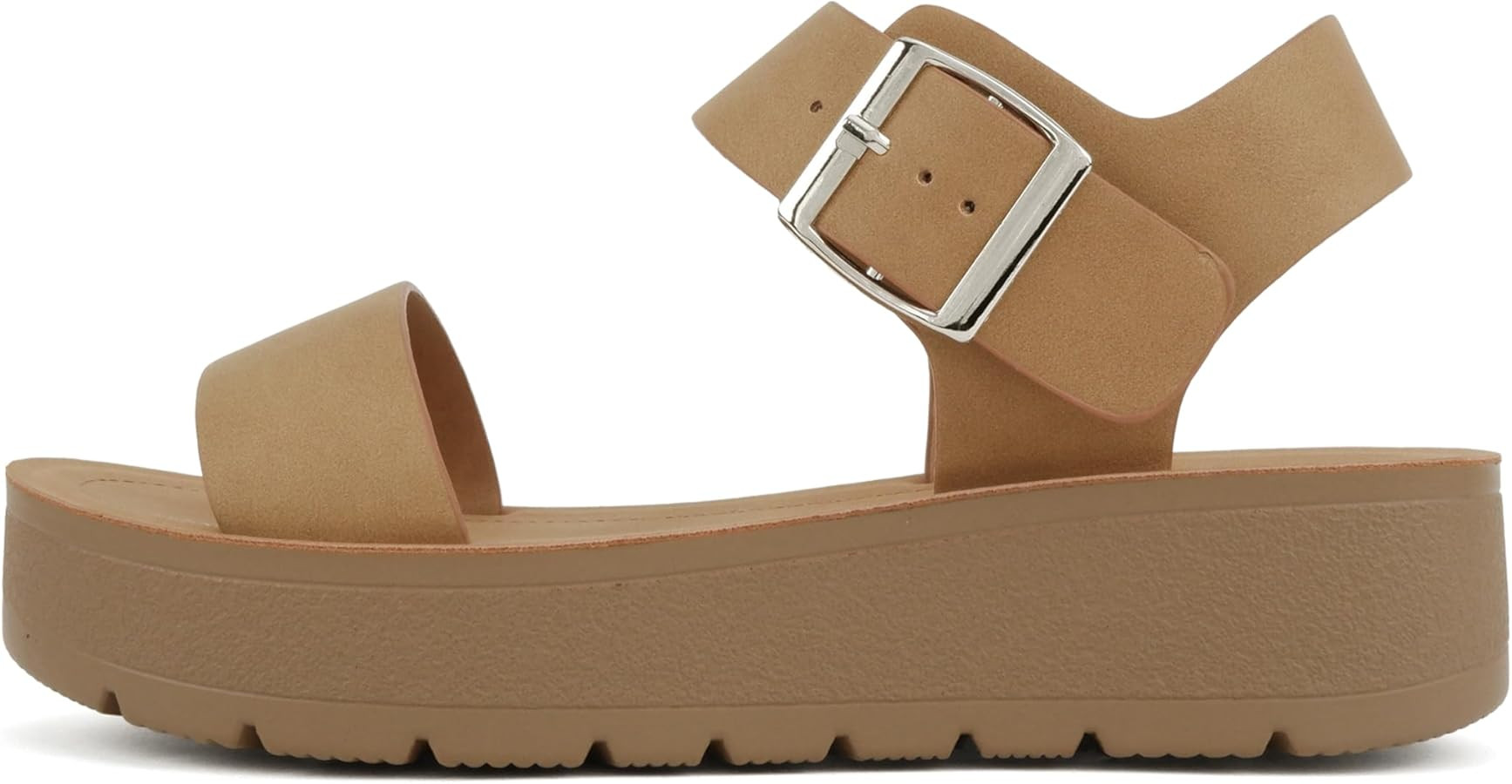 Soda Papaya ~ Women Open Toe Multi-Strap Flatform Sandals | Amazon (US)