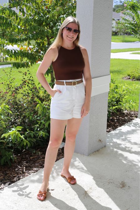 Easy old money inspired summer look. Brown tank and white shorts  

#LTKSeasonal