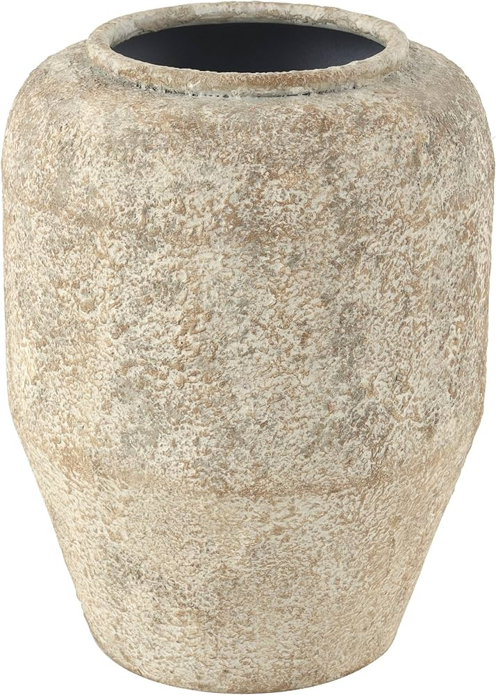 Deco 79 Metal Handmade Antique Style Distressed Vase, 9" x 9" x 12", Beige | Amazon (US)