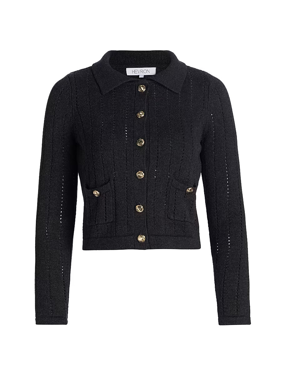 Women's Nanette Open-Knit Cotton-Cashmere Cardigan - Charcoal - Size XS | Saks Fifth Avenue