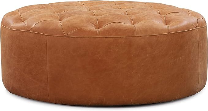 POLY & BARK Ascot Ottoman in Full-Grain Pure-Aniline Italian Tanned Leather in Cognac Tan | Amazon (US)