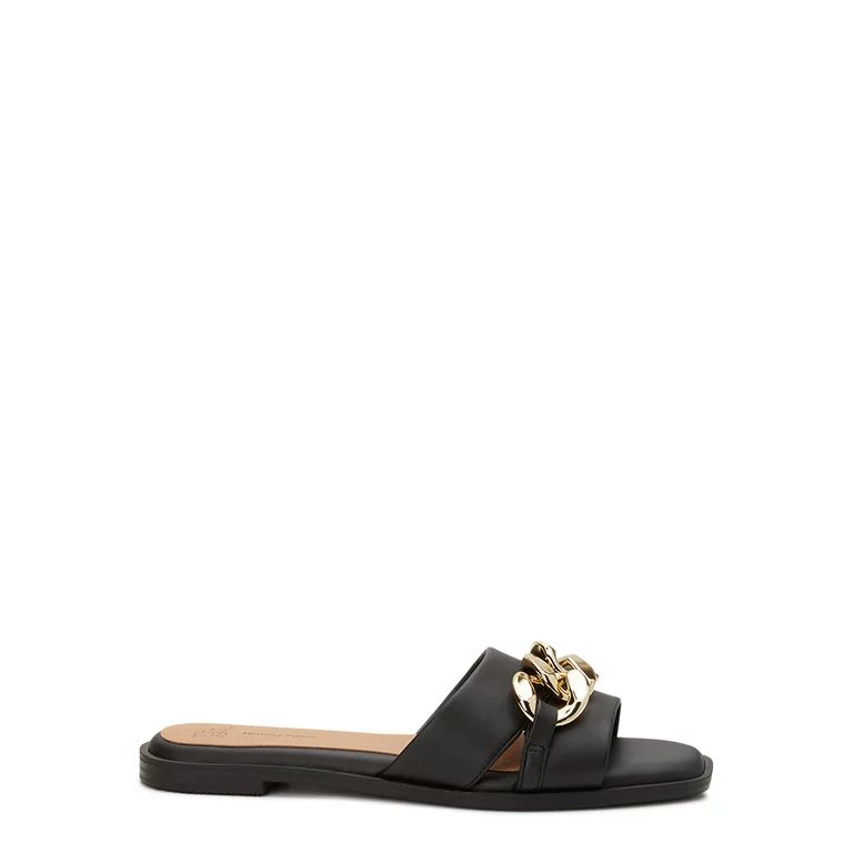 Time and Tru Women's Two Band Chain Sandals | Walmart (US)