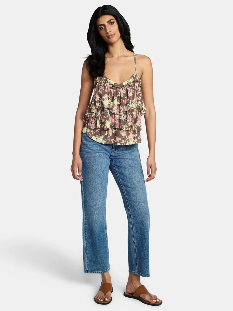 Madden NYC Women's Sleeveless Tiered Tank Top, Sizes XXS-XXL | Walmart (US)