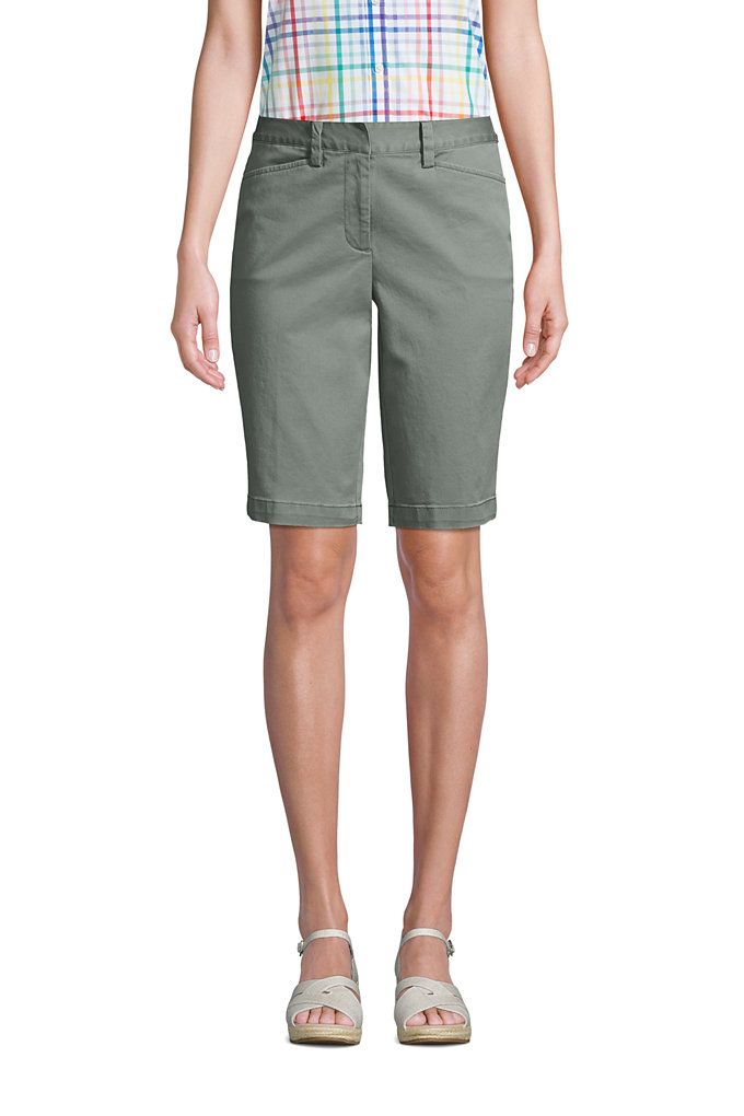 Women's Mid Rise 12" Chino Bermuda Shorts - Lands' End - Green - 18 | Lands' End (US)