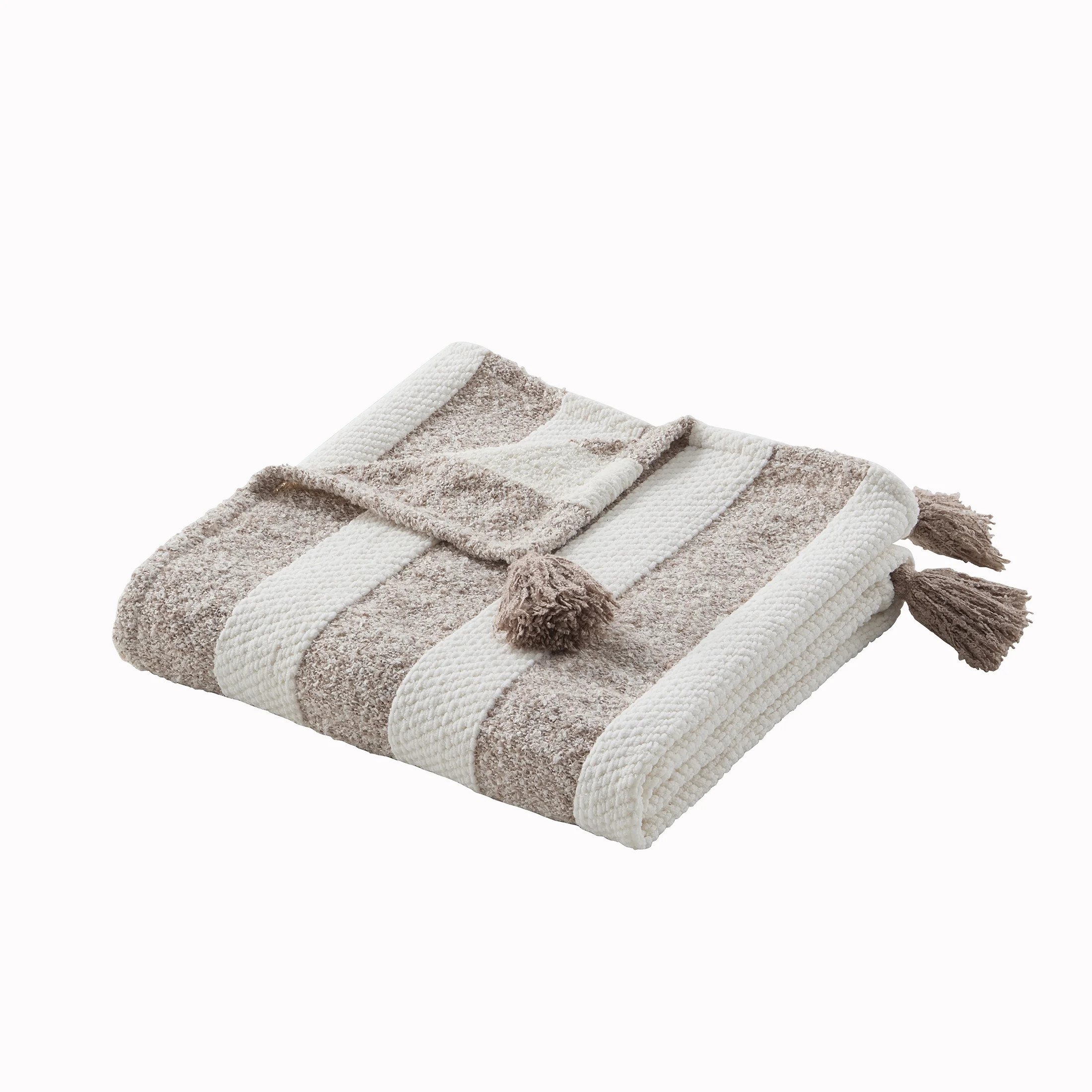 Beautiful Porcini Taupe Chenille Striped Throw by Drew Barrymore, 50" x 60" - Walmart.com | Walmart (US)