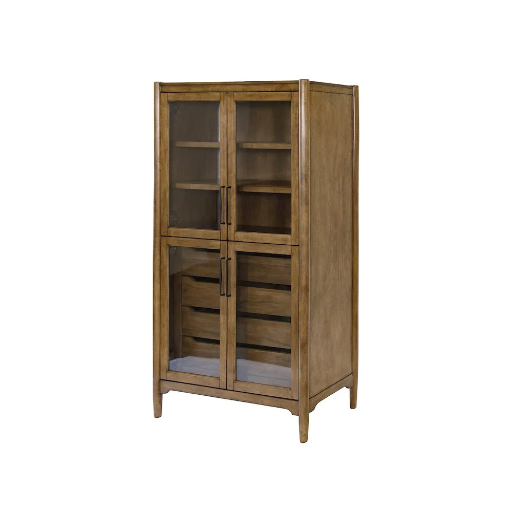 Modern Wood Display Cabinet Dining Storage Bookcase Fully Assembled Brown | Walmart (US)