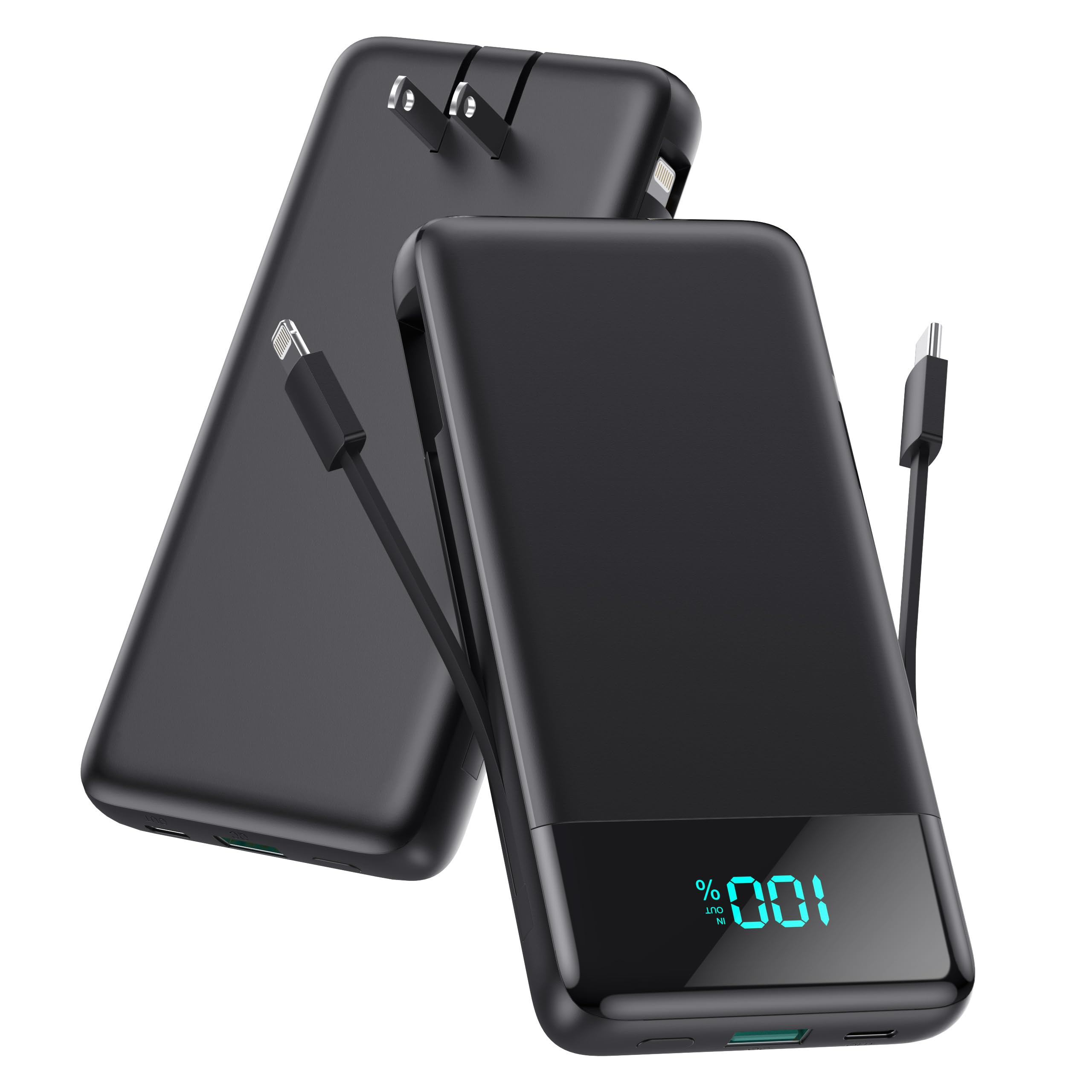 Portable Charger for iPhone with Built in Cables and Wall Plug,Upgraded 13800mAh Fast Charging USB C Power Bank,4 Outputs Travel Essential Battery Pack Compatible with iPhone 16/15/14,Samsung,Android | Amazon (US)