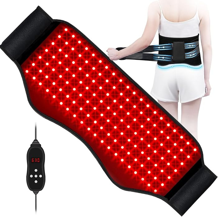 KingPavonini Red Light Therapy Belt, 140 LEDs 630/660/850nm Infrared Light Therapy with Compressi... | Amazon (US)