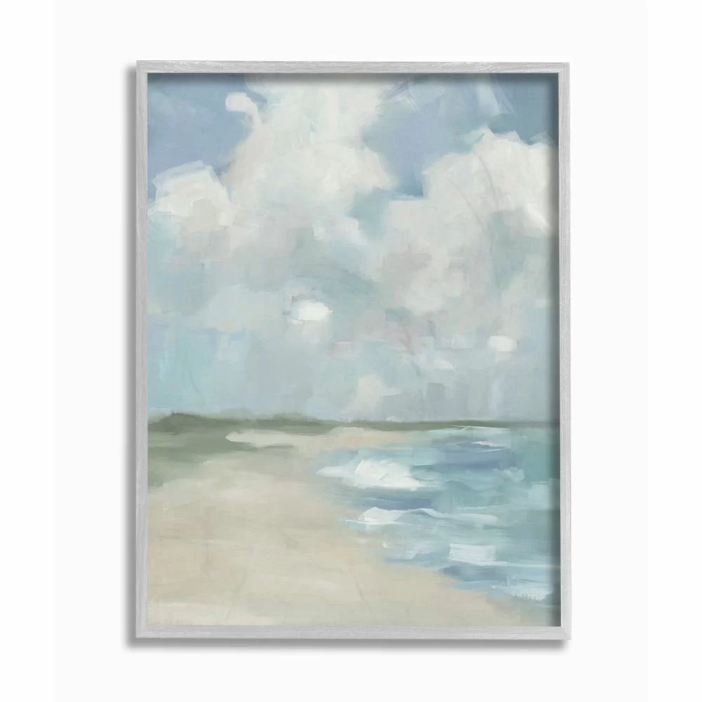 Impressionist Neutral Blue Green Beach Ocean - Painting | Wayfair North America