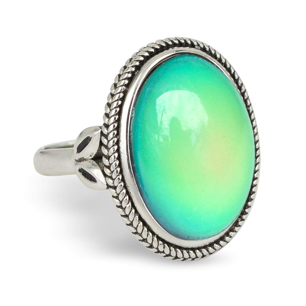 Fun Jewels Vintage Style Antique Silver Plating Brass Oval Stone Color Change Mood Ring Size Adju... | Amazon (CA)