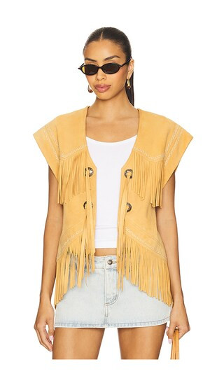 Favorite Fearless Heart Suede Fringe Vest in Sun Glow

              
    
        
        
    ... | Revolve Clothing (Global)