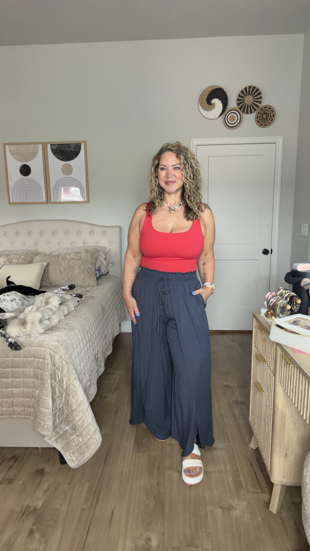 Striped top size large 
Blue pants size medium 
Dress size large 
Polka doe top size large 
White shorts size large
Red tank size large 
Blue pants size large 
Shoes tts

#LTKOver40 #LTKPetite #LTKMidsize