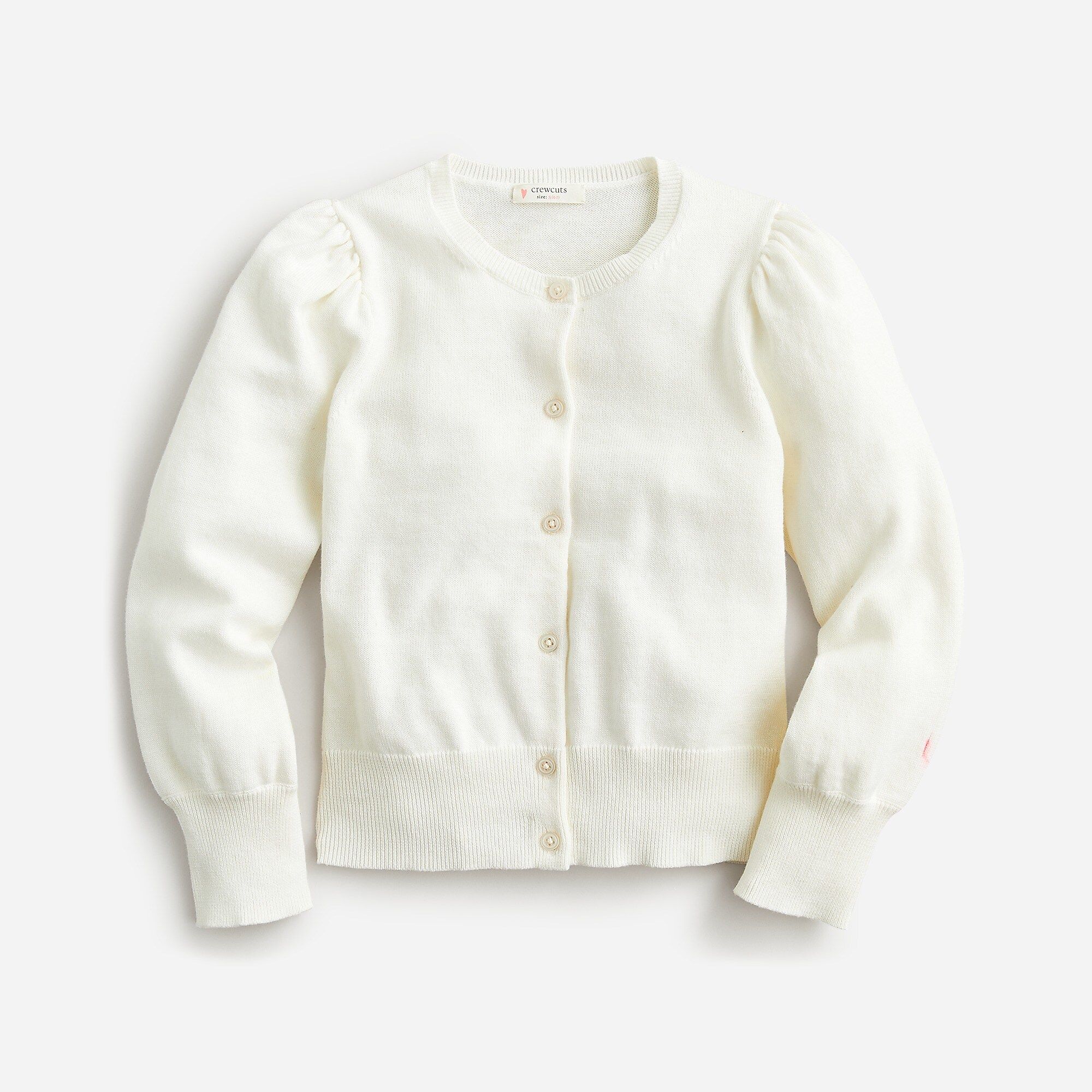 Girls' puff-sleeve cotton cardigan sweater | J.Crew US