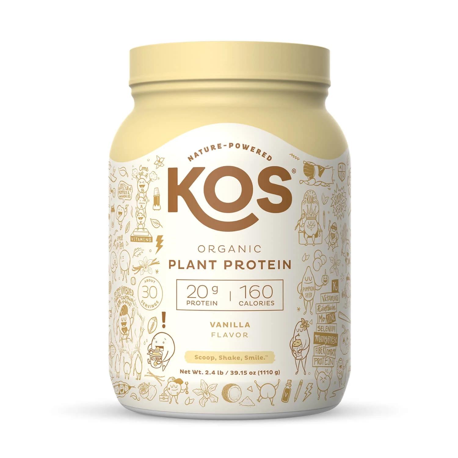 KOS Organic Plant Based Protein Powder, Vanilla, 20g Protein, 2.4lb - Walmart.com | Walmart (US)