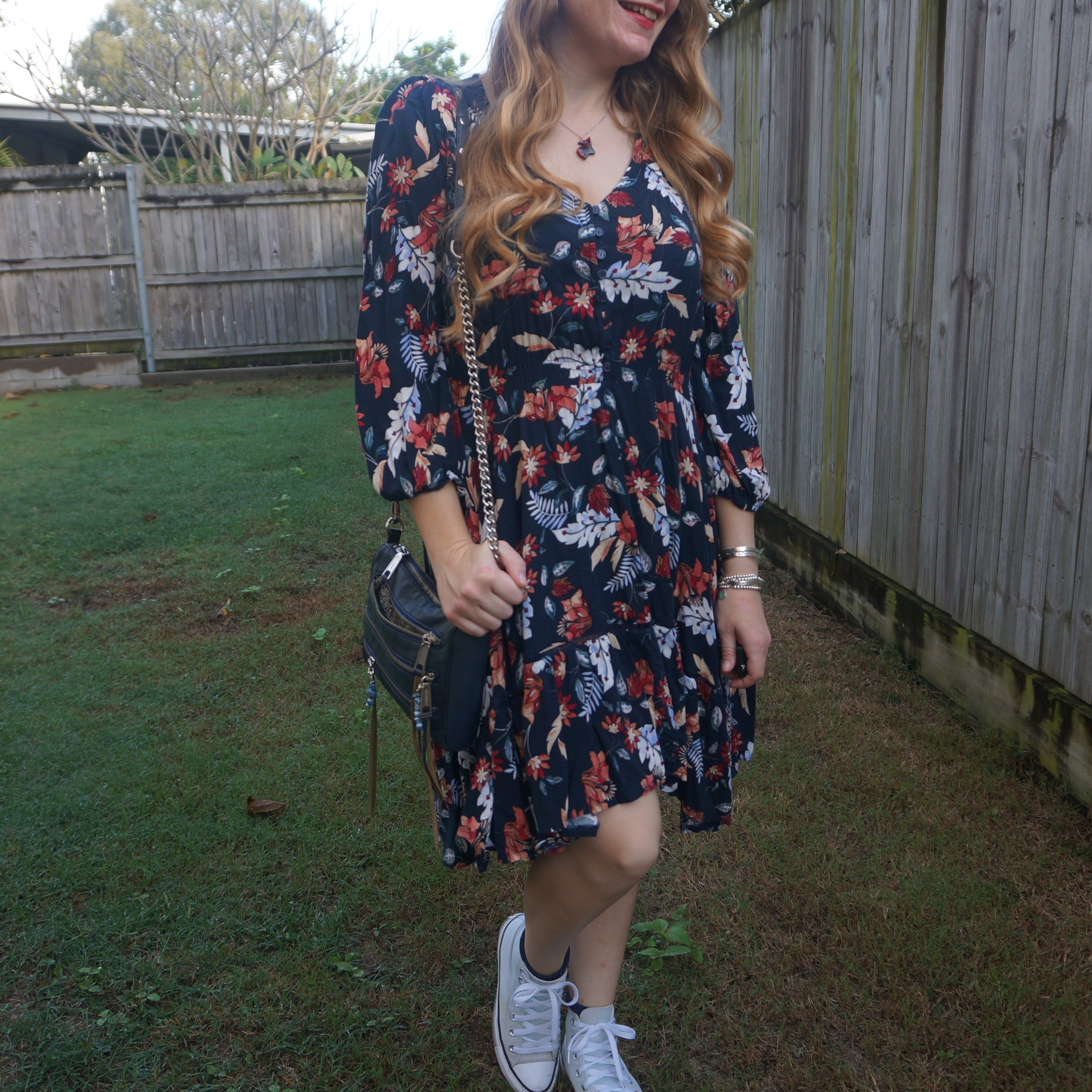 Jaase Celine autumn leaves print dress with Converse and Rebecca Minkoff navy mini 5-zip bag 💙

#LTKaustralia #LTKdresses #LTKbag