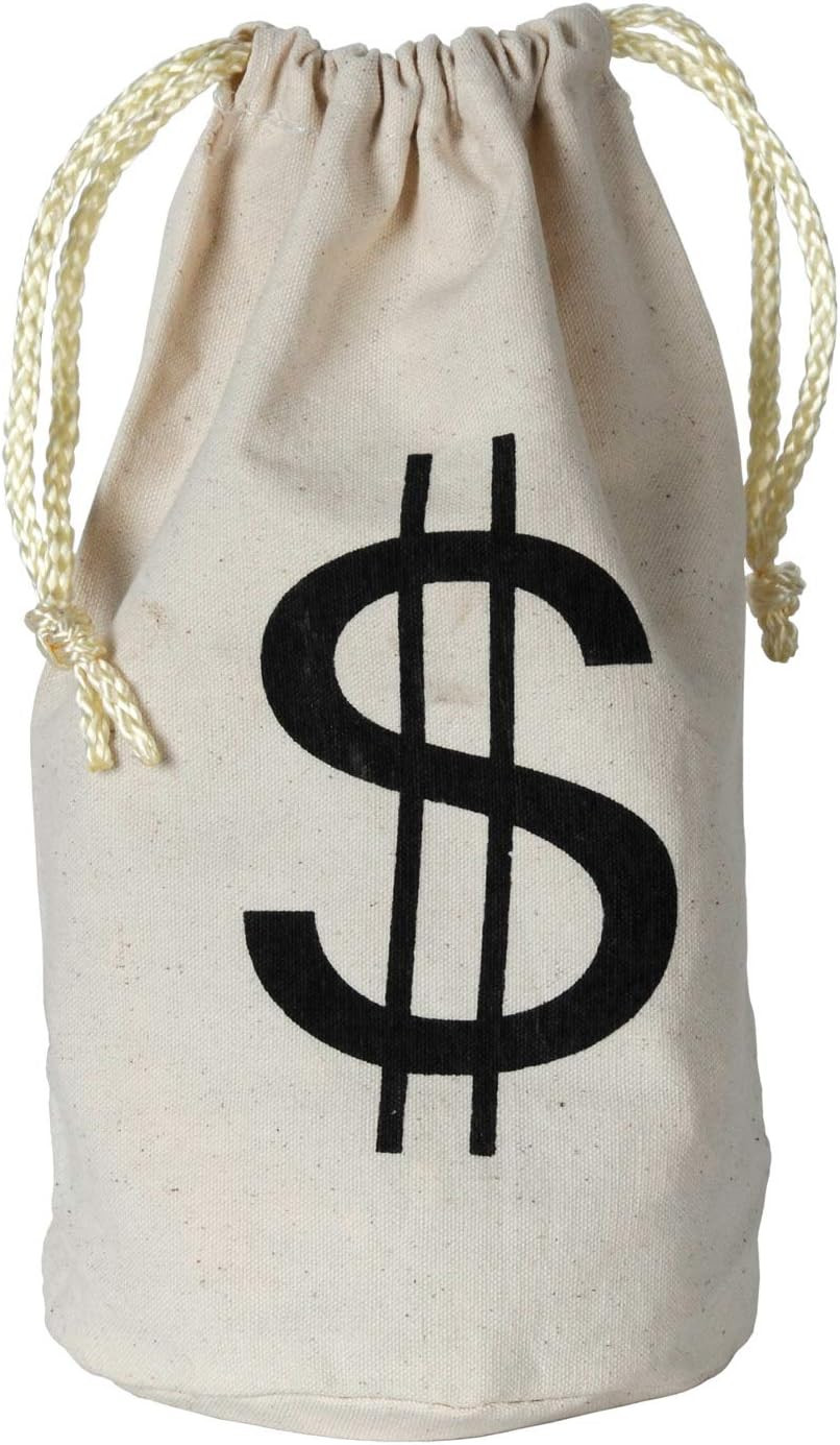 Beistle "$" Bag – Fabric Money Sack with Black Dollar Sign Print and Drawstring Cord, Natural C... | Amazon (US)