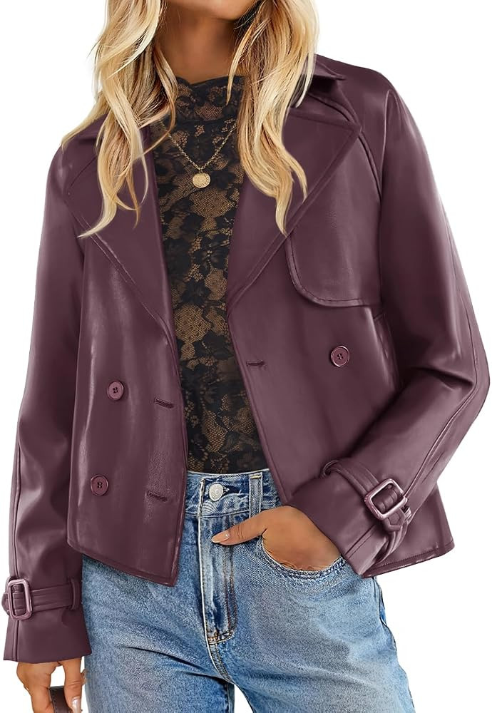 ZESICA Women's Lapel Faux Leather Motorcycle Jackets | Amazon (US)