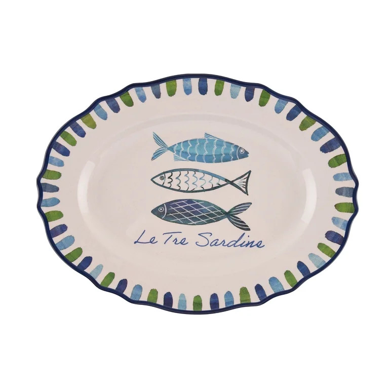 Beautiful 14" x 10.4" Bamboo Melamine Oval Medium Serve Platter, Multi-Color by Drew Barrymore - ... | Walmart (US)