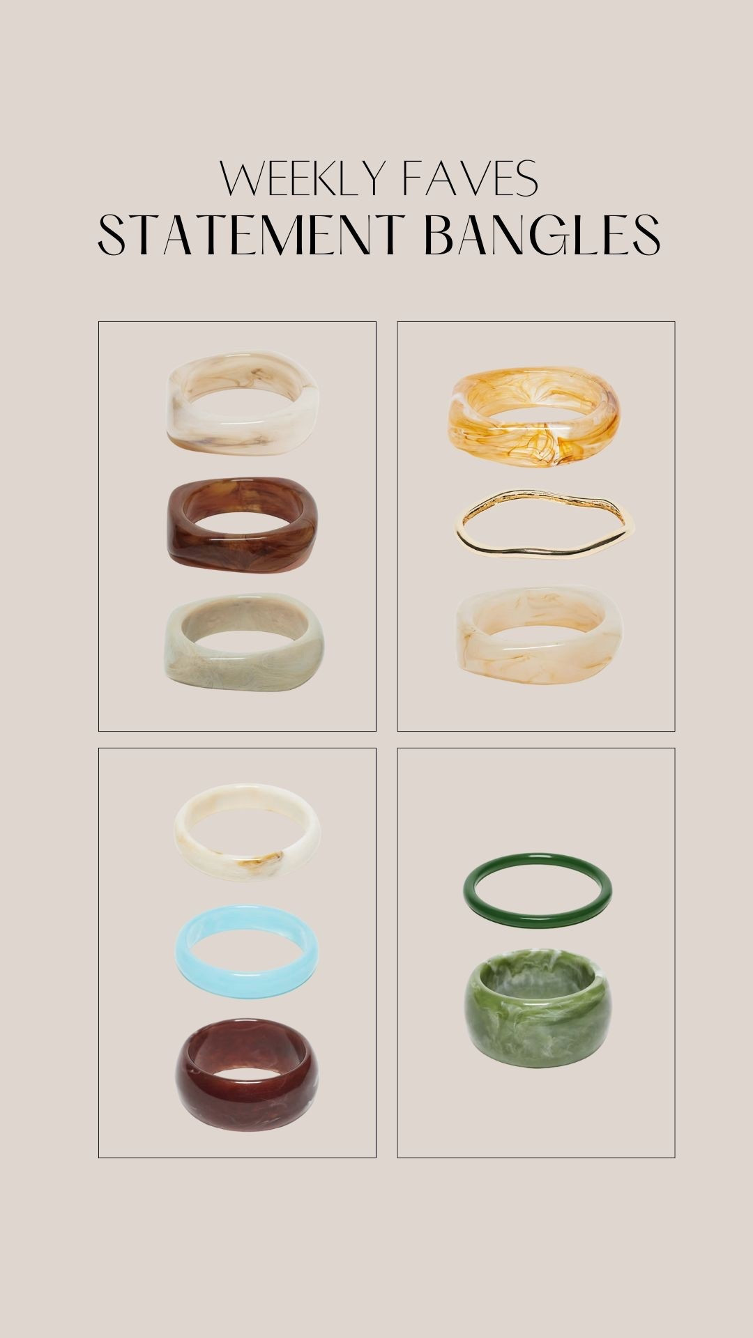 This week’s faves! Statement bangles 

 

#LTKuk #LTKsummer #LTKautumn