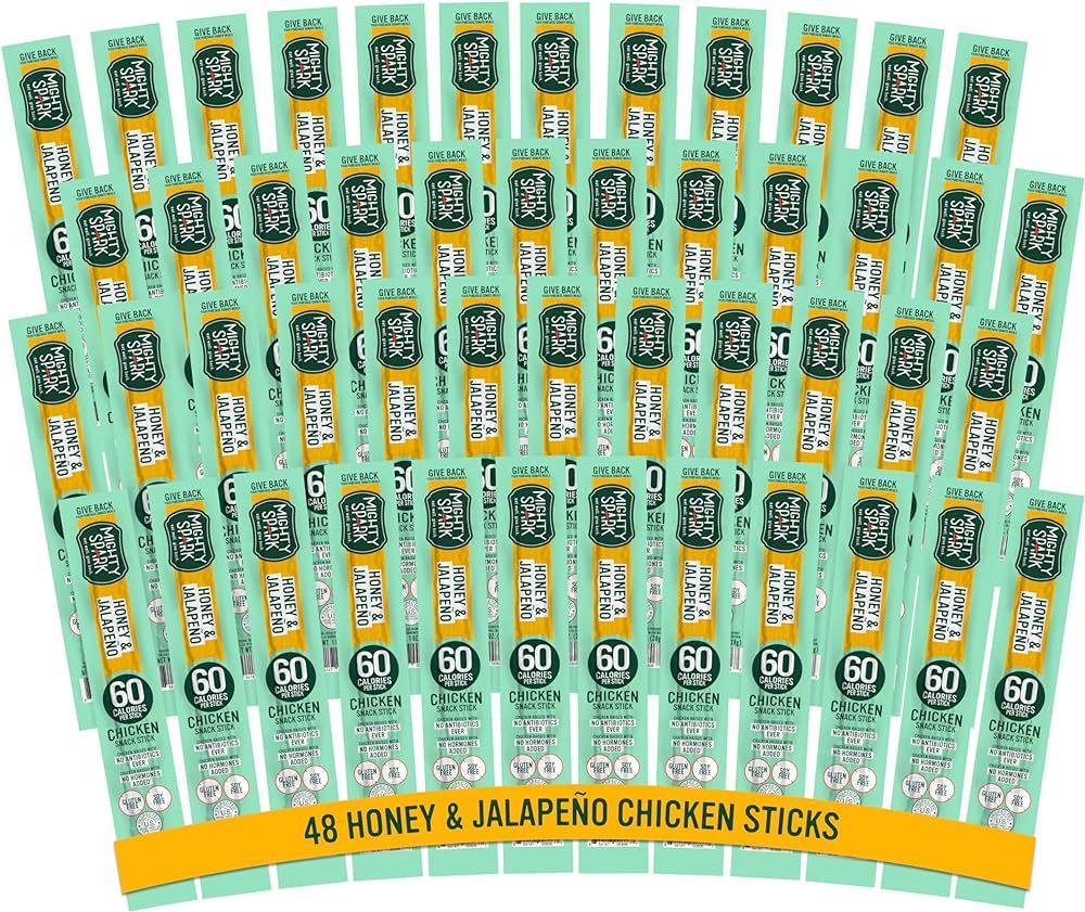 Mighty Spark Chicken Snack Sticks - Honey and Jalapeno - 6g of Protein, No Antibiotics Ever, No H... | Amazon (US)