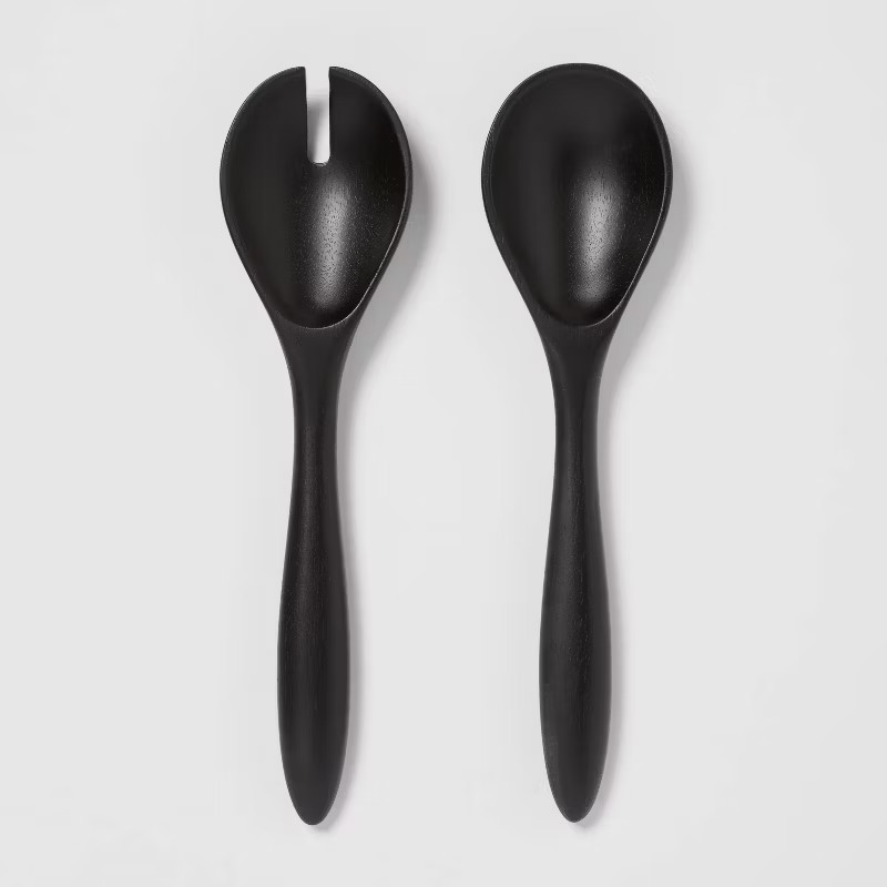 2pc Acacia Modern Serving Utensil Set Black - Threshold™ | Target