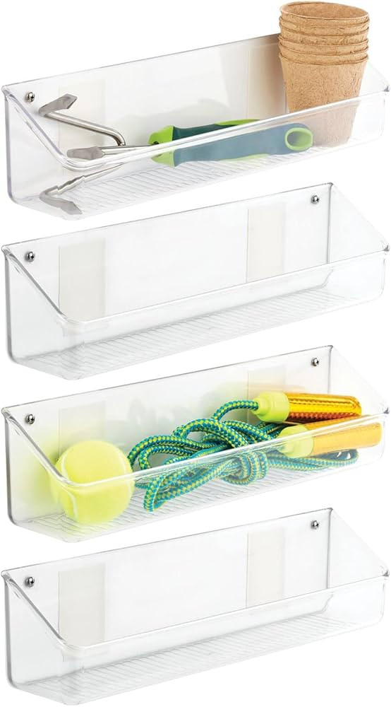 mDesign Plastic Adhesive Wall Mount Home Storage Organizer Basket - Hanging Bin for Walls/Doors i... | Amazon (US)