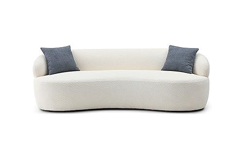 KEIKI 87" Curved Oversized Boucle Cloud Sofa with Thickened Seat Cushions and Backrest, Modern Style 3-Seater Upholstered Corner Fluffy Couch, No Assembly Required, for Apartment, Living Room, Beige | Amazon (US)