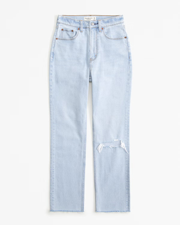 Women's Curve Love Ultra High Rise Ankle Straight Jean | Women's 25% Off Select Styles | Abercrom... | Abercrombie & Fitch (US)