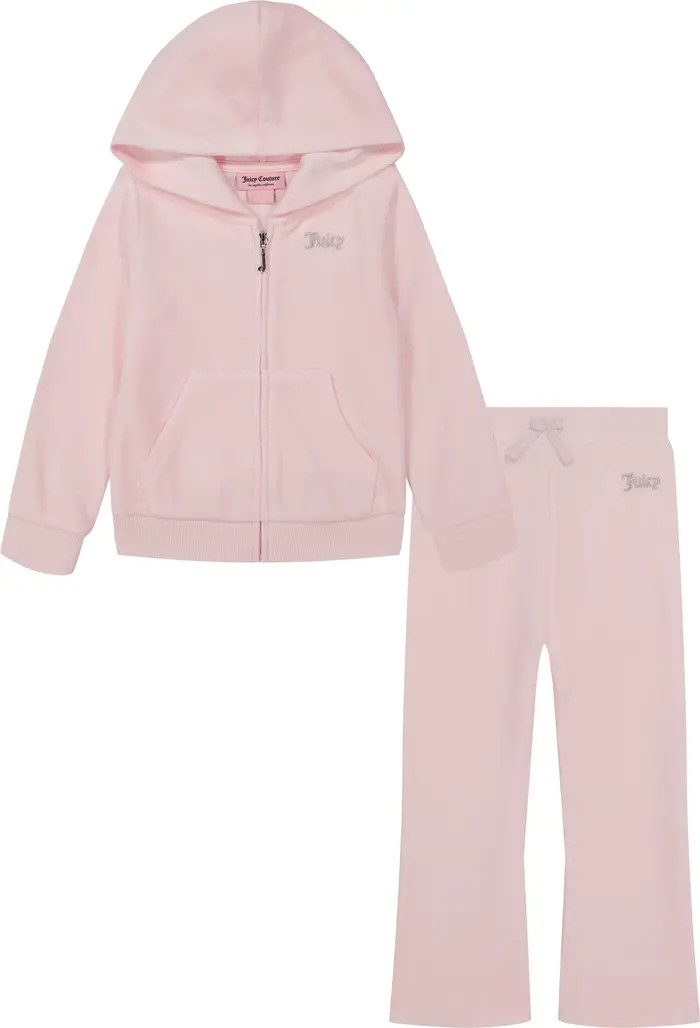 Velour Zip Hoodie & Flare Pants Set | Nordstrom Rack