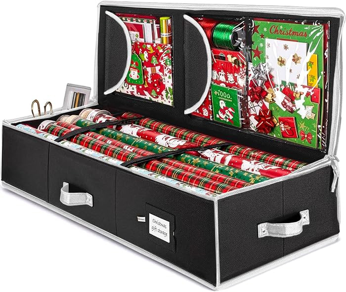ZOBER Wrapping Paper Storage, Gift Wrapping Organizer Storage, Black/White | Amazon (US)