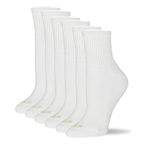 Hue Women's Mini Crew Sock 6-Pack, White, One Size | Amazon (US)
