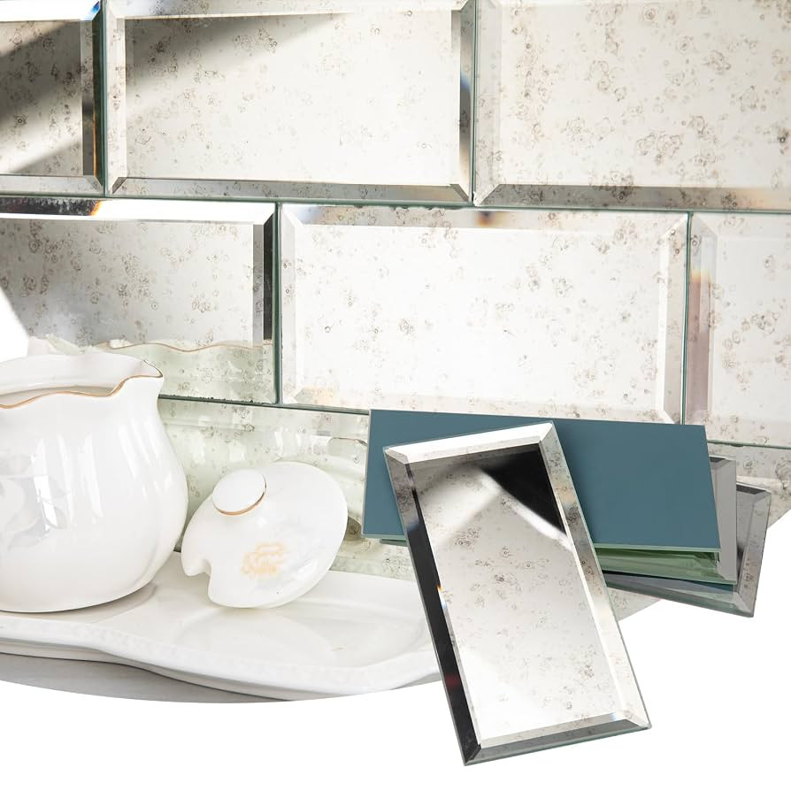 Lovdeco Light Antique Mirror Tile, Beveled Subway Mirror Backsplash 3x6 Inch for Kitchen Bathroom... | Amazon (US)