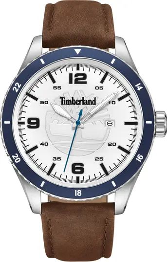 Timberland Ashmont Leather Strap Watch, 46mm | Nordstrom | Nordstrom