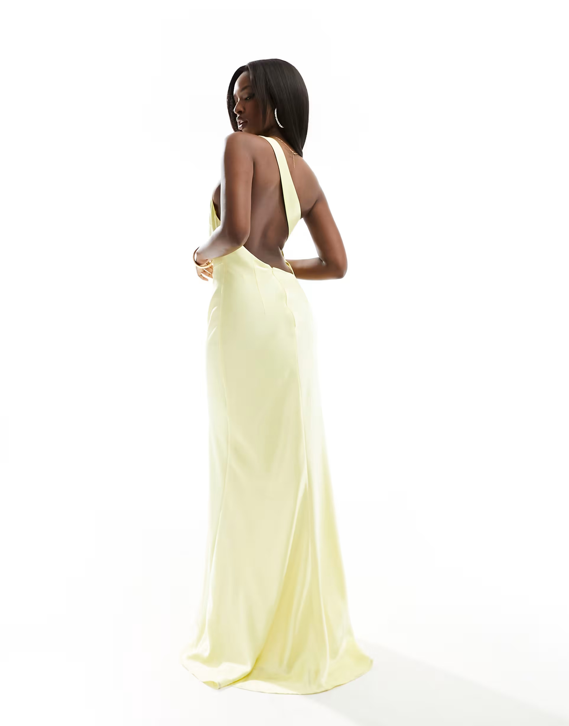 Jarlo one shoulder satin maxi dress in lemon yellow  | ASOS | ASOS (Global)