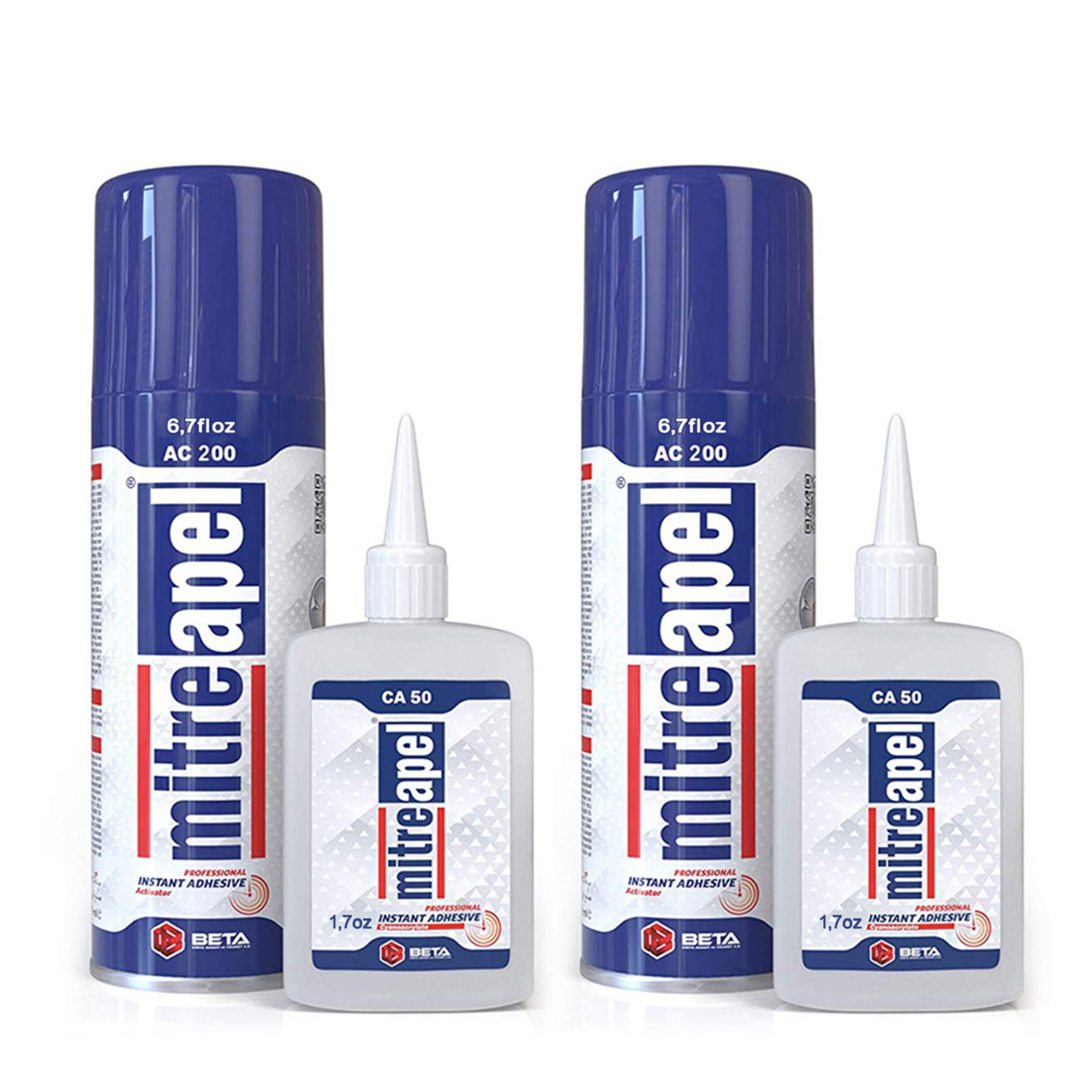 MITREAPEL Ca Glue with Activator (2 x 1.7 oz - 2 x 6.7 fl oz), Cyanoacrylate Super Glue for Plast... | Amazon (US)