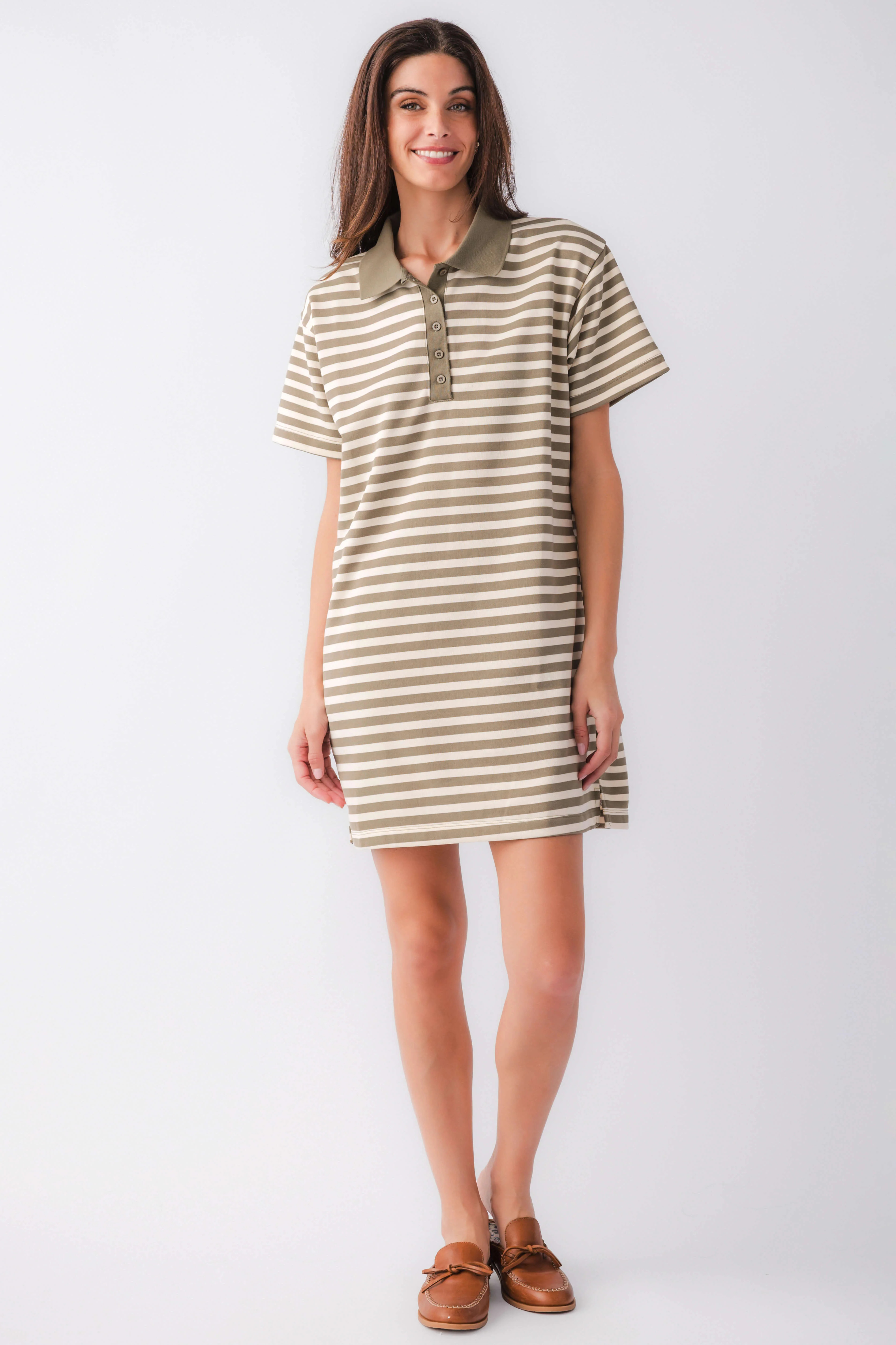 Wishlist Striped Polo T-shirt Mini Dress | Social Threads